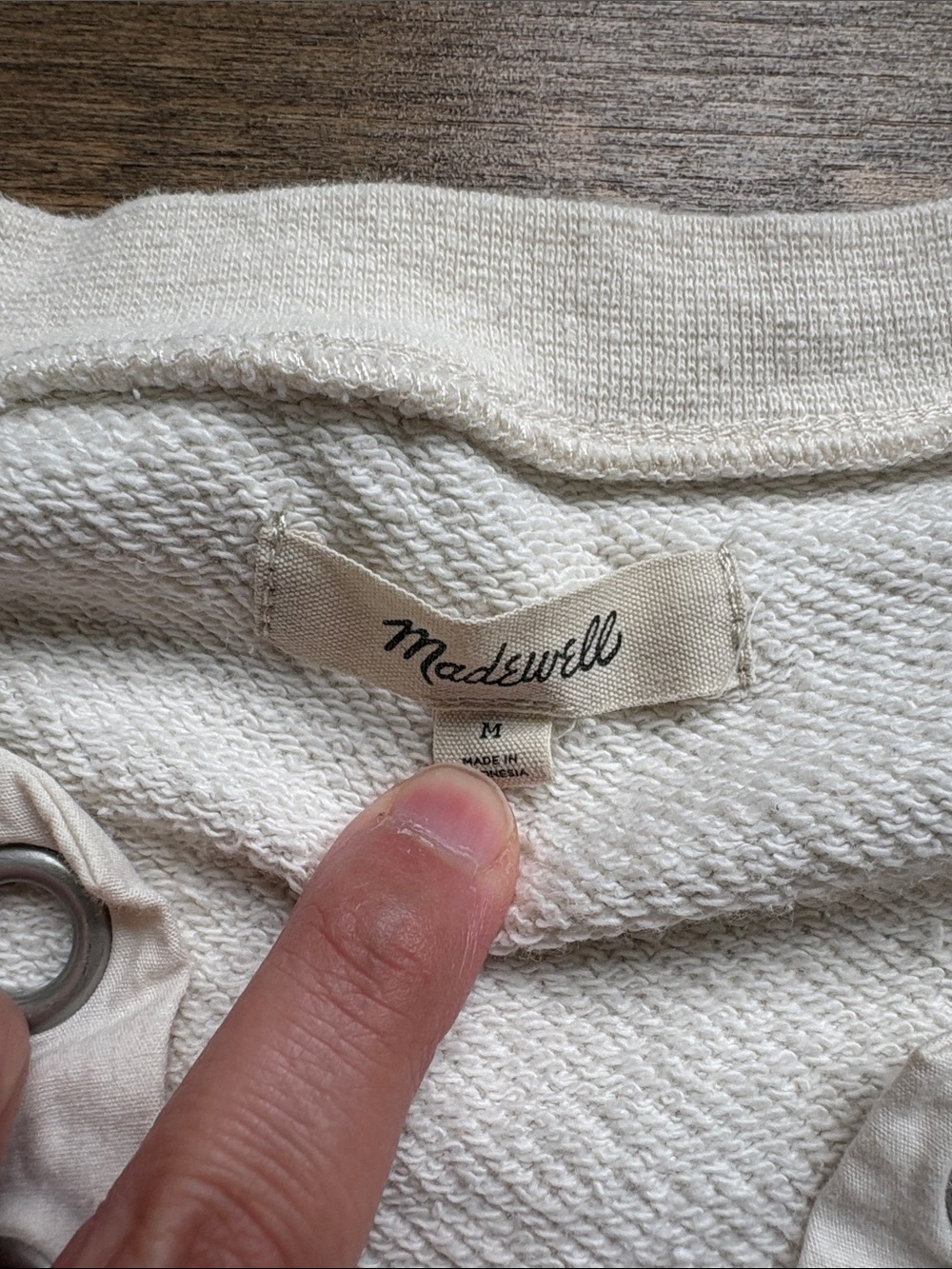 Madewell Cream Lace-Up Pullover Sweatshirt - Picture 2 of 5